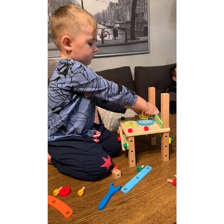 Warsztat Drewniany Krzesło Narzędzia dla Dzieci XXL Zestaw Majsterkowicza KRUZZEL