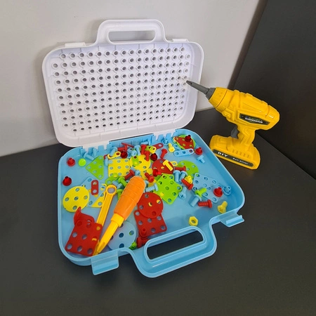 Zestaw Majsterkowicza Klocki Konstrukcyjne 3D Wkrętarka Wiertarka Śrubki KRUZZEL