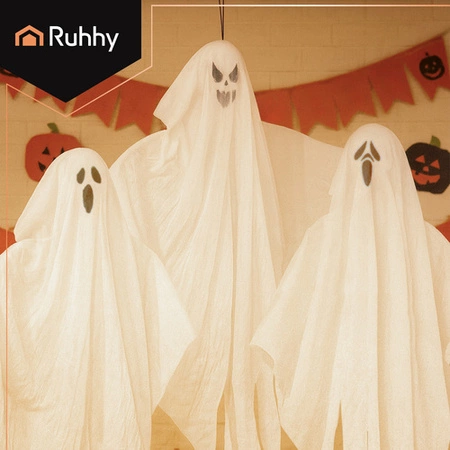 Duchy Wiszące na Halloween Dekoracja Ozdoba Wisząca 3 Straszne Duchy 75cm Ruhhy 25957