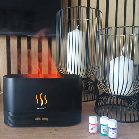 Nawilżacz Powietrza Dyfuzor Zapachowy Aromaterapia Efekt Ognia Kominek LED RUHHY