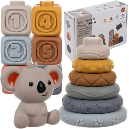 Klocki Sensoryczne Miękkie Gumowe Kreatywne Gryzaki Zestaw Wieża dla Dzieci KRUZZEL