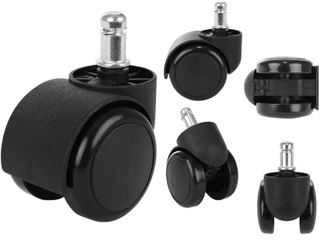 Kółka do Fotela Obrotowego 5szt z PU Fi 11mm Mocne Obrotowe Komplet Czarne MALATEC