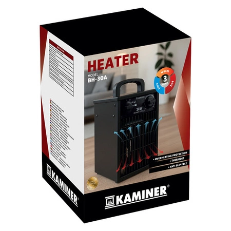 Nagrzewnica Elektryczna 3000W Kaminer Farelka Grzejnik z Termostatem Mocna