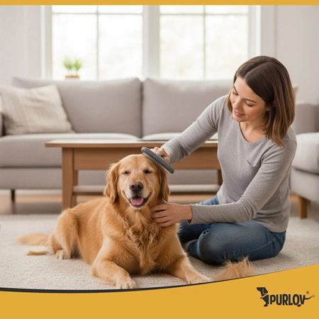 Grzebień z obrotowymi zębami Purlov dla psa kota Dwurzędowa szczotka