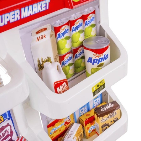 Supermarket Sklep Kasa dla Dzieci Stragan + Wózek Koszyk z Akcesoria Duży ISO TRADE
