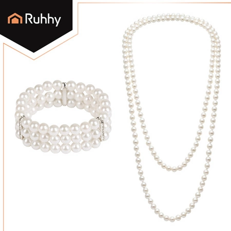 Zestaw Retro Ruhhy Karnawał Lata 20 Stylowy kostium z akcesoriami 9el Damski 26273