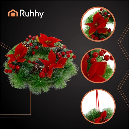 Stroik Świąteczny Ruhhy Ozdoba Wianek na Drzwi 30 cm Dekoracja na Święta