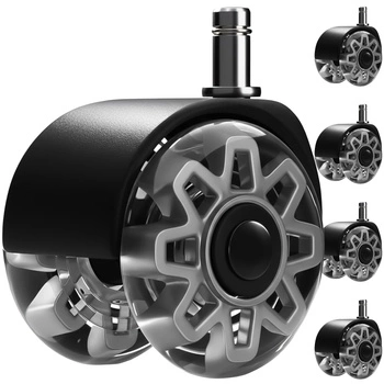 Kółka do Fotela Obrotowego Ruhhy Łożyska Stalowe Zestaw 5szt Mocne Szare