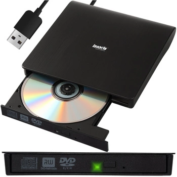 Napęd Zewnętrzny CD-R Odtwarzacz Przenośny DVD Nagrywarka RW USB do Laptopa Izoxis 26083