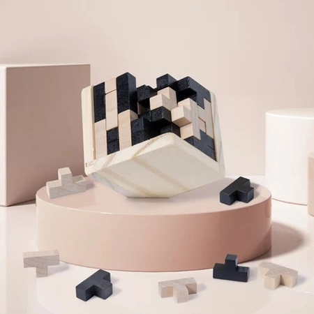 Łamigłówka Kreatywna Kostka do Układania Logiczna Układanka Drewniana Gra T KRUZZEL