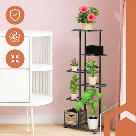 Kwietnik Stojący Metalowy Loft Wysoki na Kwiatki Rośliny Stojak 6-Poziomowy Ruhhy 26040