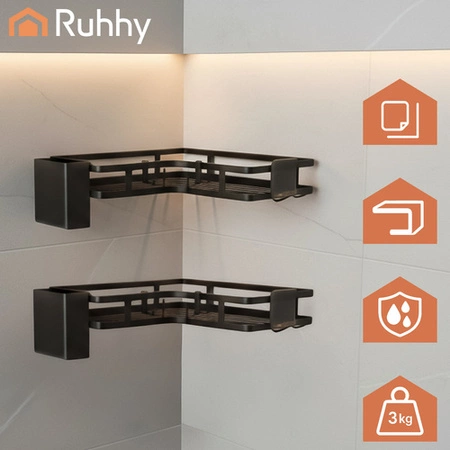 Półka Łazienkowa Narożna Ruhhy Zestaw 2szt bez wiercenia pod Prysznic Loft Ruhhy 27092