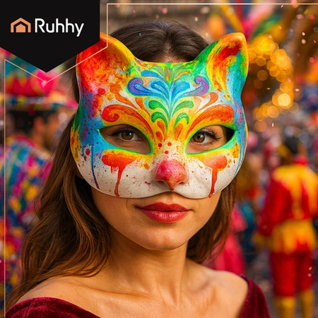 Maska Kota na Twarz do Malowania DIY na Halloween Zestaw Maski 10szt +Gumki. Ruhhy 26000