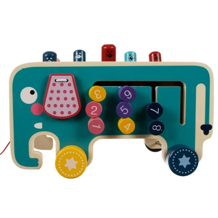 Drewniana Kostka Edukacyjna Słoń Montessori Wbijak KRUZZEL