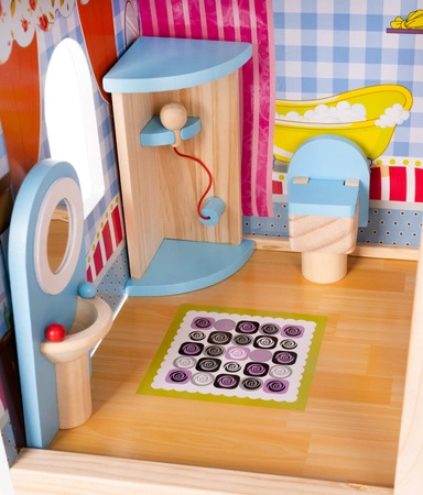 Domek dla Lalek Drewniany Duży + LED Akcesoria Meble Mebelki Zestaw Willa KRUZZEL