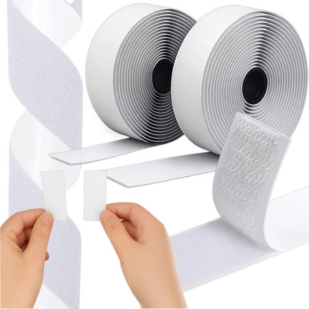 Taśma Rzep Samoprzylepna z Klejem 25 mm Biały 5 mb Zestaw Haczyk Pętelka Ruhhy 25999