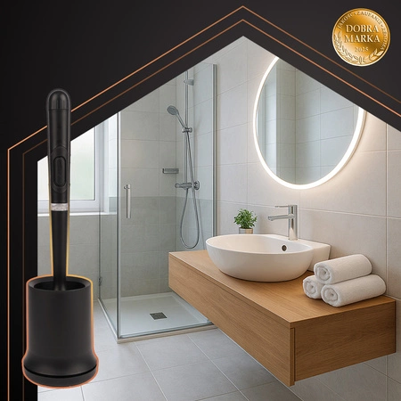 Szczotka do WC RUHHY Czarna Wisząca Zestaw + Pojemnik Toaletowa Klozetowa