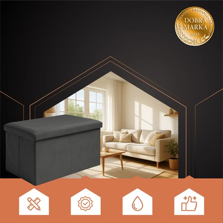 Pufa ze Schowkiem Składana Siedzisko do Siedzenia Skrzynia Puf z Weluru XL Ruhhy 25995