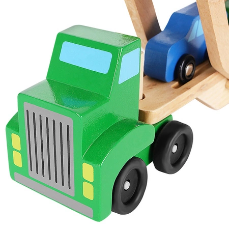 Laweta Ciężarówka Tir Drewniana Składana Zestaw + 4 Auta Autka Samochodziki