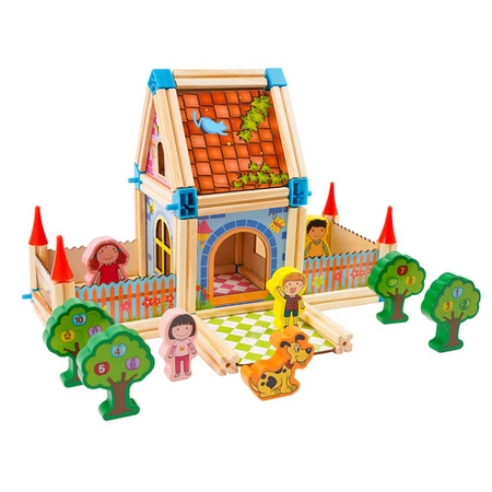 Drewniane Klocki Konstrukcyjne Domek Zestaw 268 el Edukacyjne dla Dzieci Kruzzel 26452