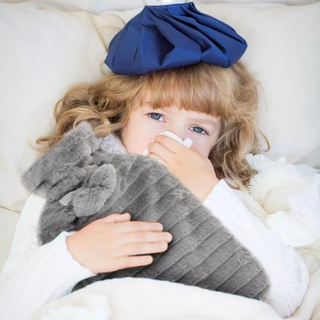 Duży Termofor Gumowy w Pokrowcu Ogrzewacz Pluszowy RUHHY