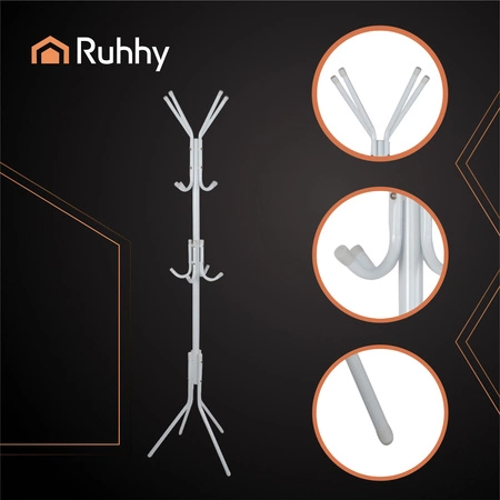 Wieszak Stojący na Ubrania Odzież Kurtki Stojak Podłogowy Metalowy 4 Nóżki Ruhhy 26360