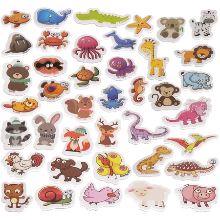 Magnesy na Lodówkę Magnes x 40 Zwierzęta dla Dzieci 40 szt Zestaw + Puszka KRUZZEL