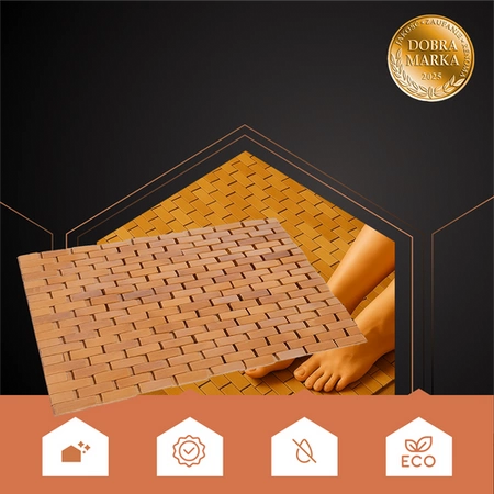 Mata Bambusowa Łazienkowa Drewniany Dywanik pod Prysznic Wodoodporna 80x50cm Ruhhy 26048