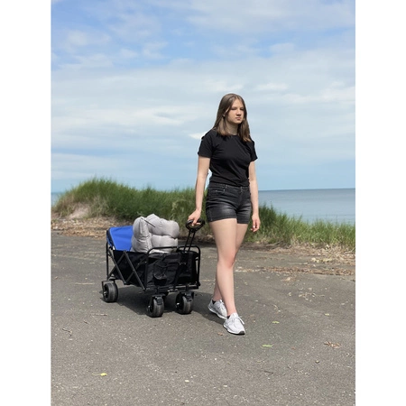 Ogrodowy Wózek Transportowy Plażowy Składany Turystyczny Duży Czarny