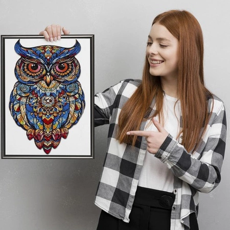 Puzzle Drewniane Układanka Edukacyjna Klocki dla Dzieci Dorosłych Gra Sowa KRUZZEL