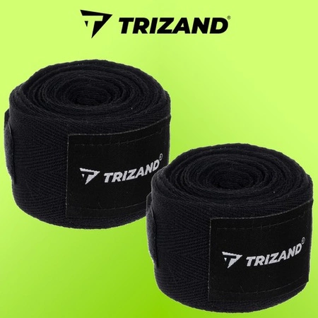 Bandaże Bokserskie Owijki Taśmy 2 x 4m Bandaż Ochraniacz Czarne TRIZAND 