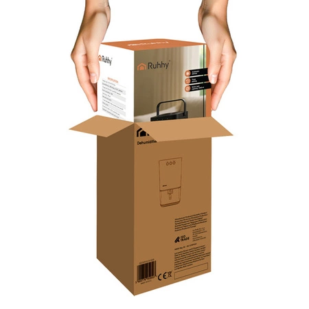 Osuszacz Powietrza Pochłaniacz Wilgoci Cichy Podświetlenie LED + Timer 1,4L czarny Ruhhy 26494