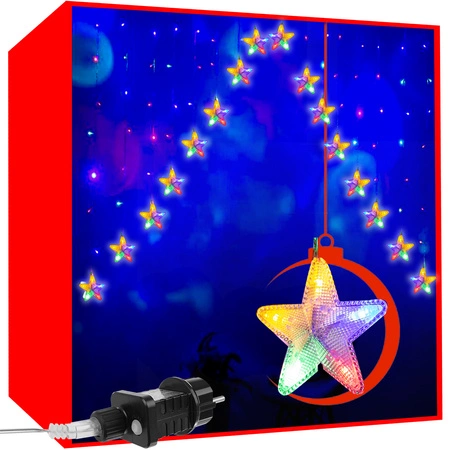 Wiszące Gwiazdy Kurtyna Lampki Choinkowe 136 LED m ISO TRADE