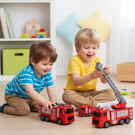 Wóz Strażacki dla Dzieci Straż Pożarna Duży Zestaw 6 szt Zabawka Ciężarówka 26305