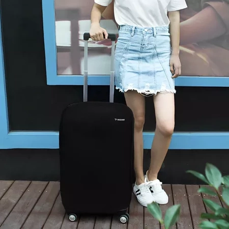 Pokrowiec Ochronny na Dużą Walizkę Podróżną L Etui Bagaż 70x50x30 Czarny TRZIAND