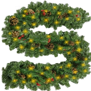 Girlanda Choinkowa Łańcuch Świąteczna 270 cm Sztuczna LED Zielona Gęsta 2,7 RUHHY