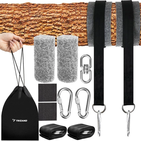 Mocowanie Hamaka Huśtawki Fotela 2 x Uchwyt Taśmy Zestaw Karabińczyki 150kg TRIZAND