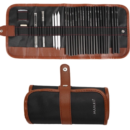 Zestaw do Szkicowania Rysowania Profesjonalny Szkicownik Ołówki Węgle Etui MAALEO 26134