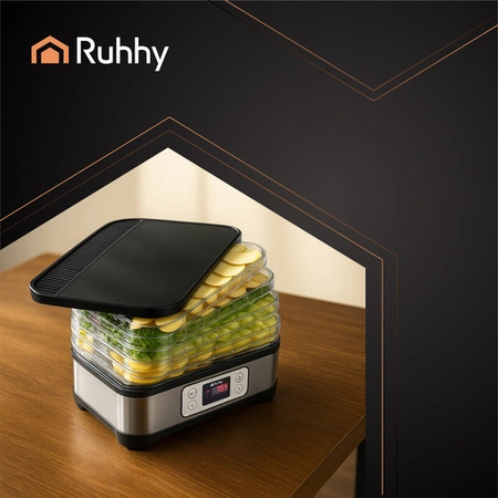 Suszarka do Grzybów Owoców Warzyw Ziół Duża Tacki + Maty Sita Nóż Szczypce Ruhhy 25929