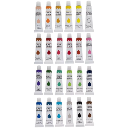 Farby Akrylowe Zestaw XXXL 24 szt Kolorów po 12 ml MAALEO