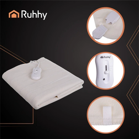 Koc Elektryczny Mata Grzewcza Miękki Podgrzewany 190 x 80 cm 3 Tryby Pilot Ruhhy 26200