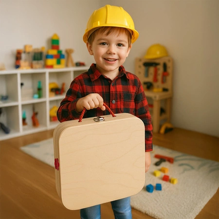 Drewniana Skrzynka Narzędziowa dla Dzieci Zestaw Majsterkowicza Narzędzia Kruzzel 26581