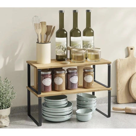 Półka Kuchenna na Przyprawy Bambusowa Stojąca Organizer Regał na Blat 2 szt RUHHY