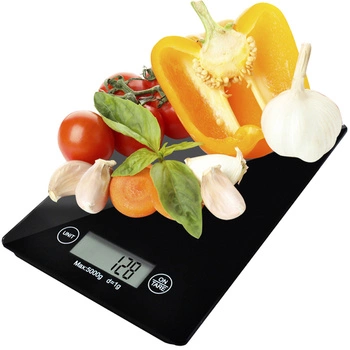 Waga Kuchenna Szklana Elektroniczna Precyzyjna do 5kg LCD 1g Cyfrowa Płaska RUHHY