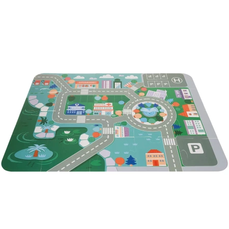 Drewniane Klocki Miasto Auta 100 Klocków + Puzzle KRUZZEL