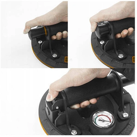 Przyssawka Próżniowa Uchwyt z Pompką i Manometrem do Płytek Glazury Szyb BIGSTREN