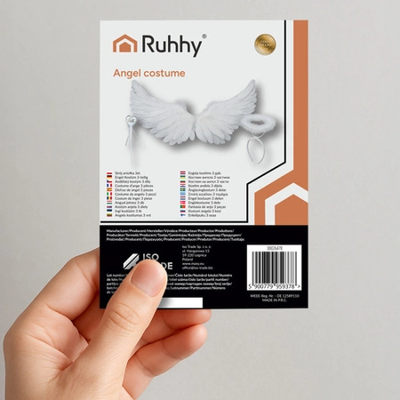Strój Anioła na Jasełka Aureola Różdżka Skrzydła Aniołka Białe Pióra Zestaw Ruhhy 26478