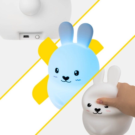 Lampka Nocna dla Dzieci Królik LED RGB 3 Tryby Silikonowa + Pilot USB XL Izoxis 26204