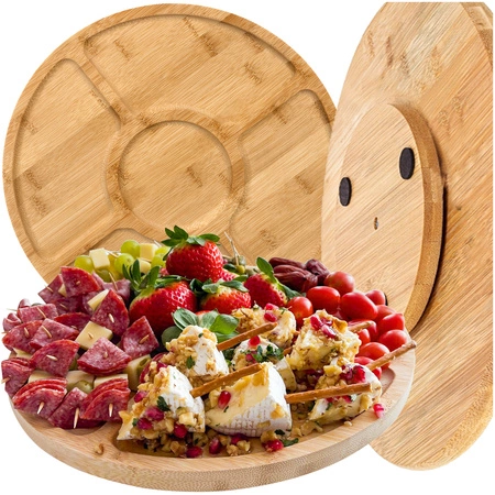 Deska do Serwowania Serów Przekąsek Wędlin Przystawek Bambusowa Obrotowa 5 RUHHY