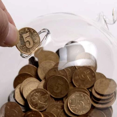 Skarbonka na Prezent Duża Świnka na Monety Banknoty Szklana Przeźroczysta RUHHY